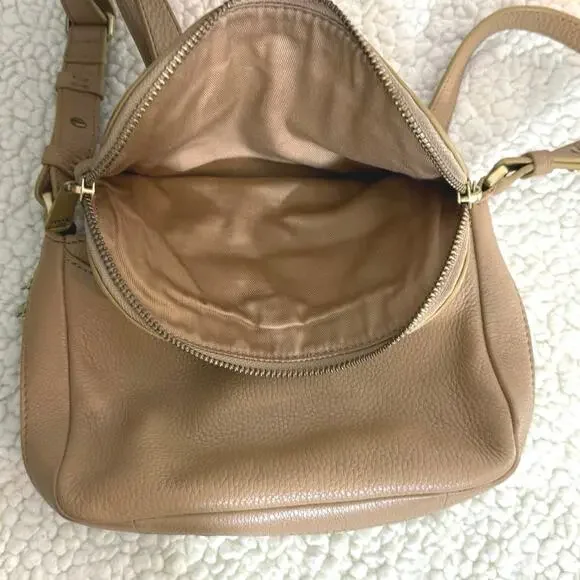 Fossil Leather Preston Small Flap Crossbody Handbag Tan Latte Khaki - Picture 5 of 9